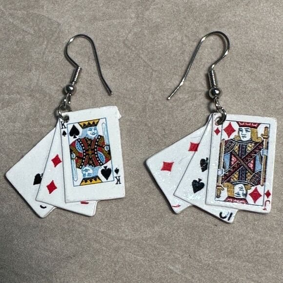 Poker Playing Cards Dangle Earrings | Fun & Unique Statement Jewelry - Picture 15 of 17